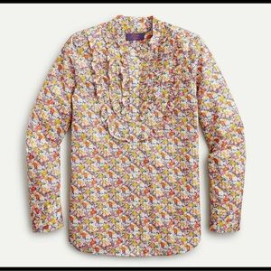 J. Crew x Liberty of London Floral Ruffle Bib Button Down Top